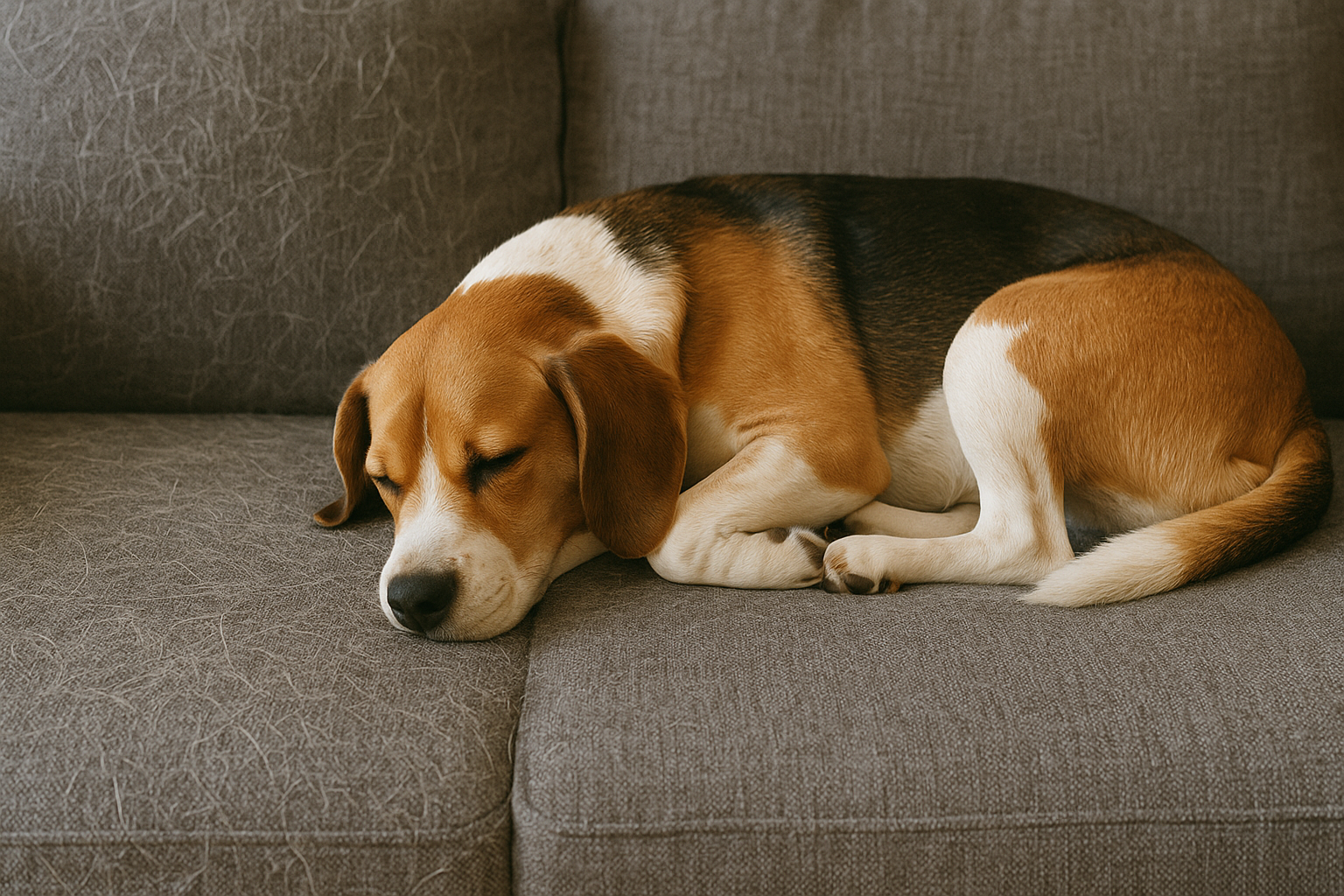 Sofa vor und nach der Reinigung von Tierhaaren
