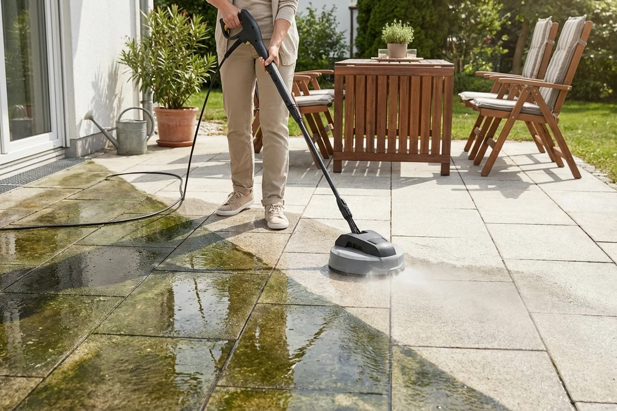 Terrassenplatten reinigen ohne Schrubben: bequeme Profi-Methoden